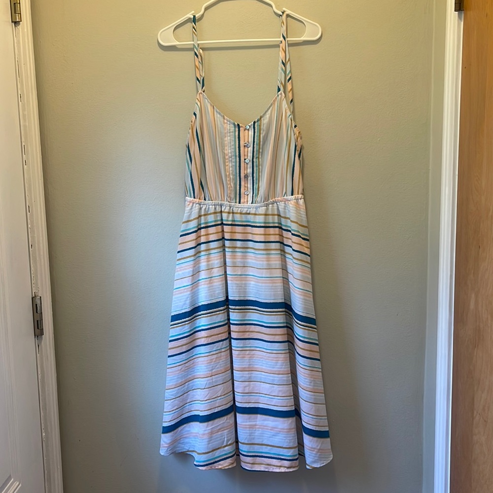 Lauren Condrad Women's Spaghetti/Cami Stripe Circle Skirt Midi Dress